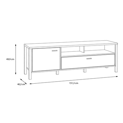 Hampton TV Unit in Matt Black/Riviera Oak