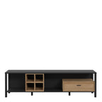 Hampton Wide TV Unit in Matt Black/Riviera Oak