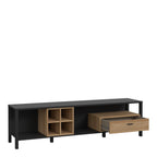 Hampton Wide TV Unit in Matt Black/Riviera Oak