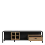 Hampton Wide TV Unit in Matt Black/Riviera Oak