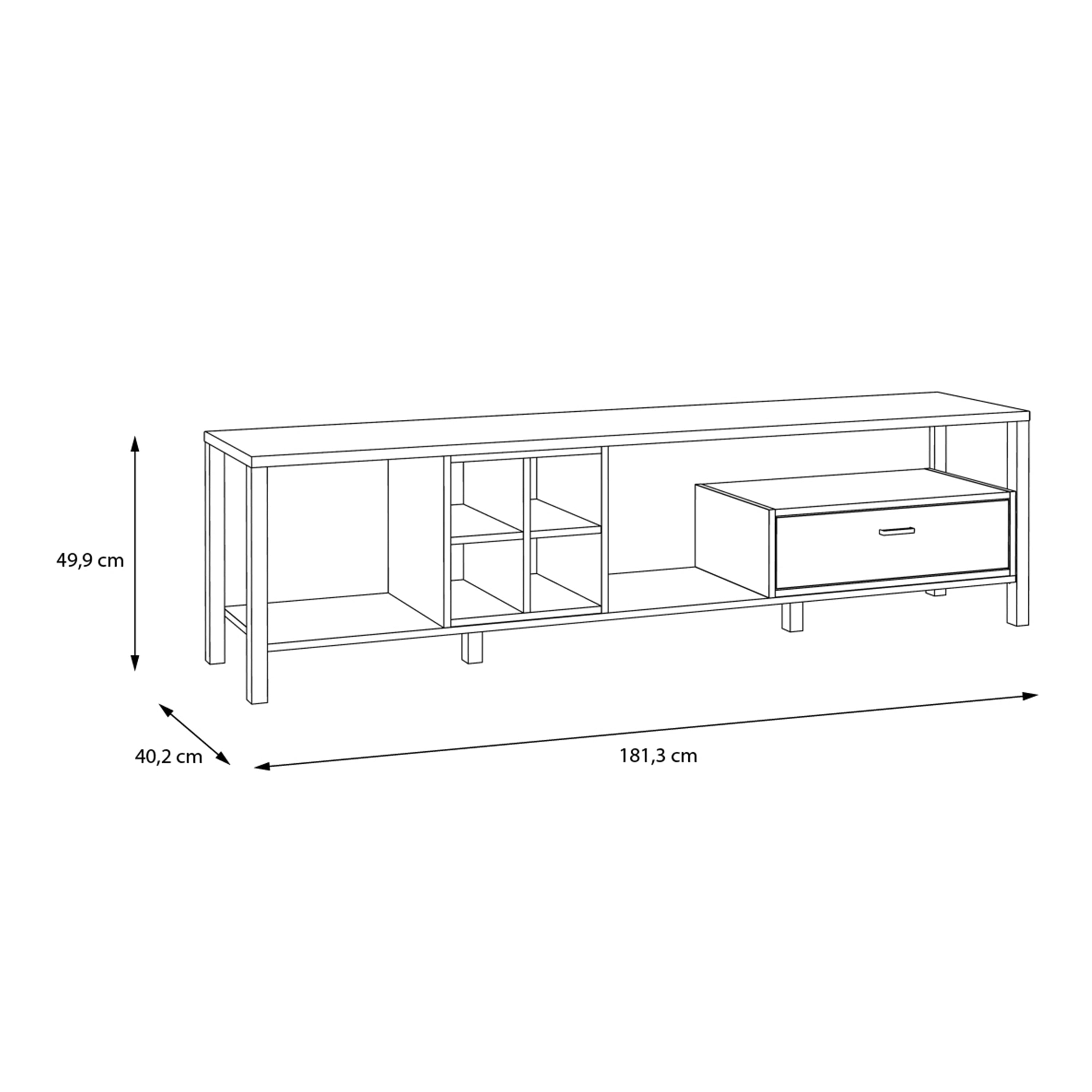Hampton Wide TV Unit in Matt Black/Riviera Oak