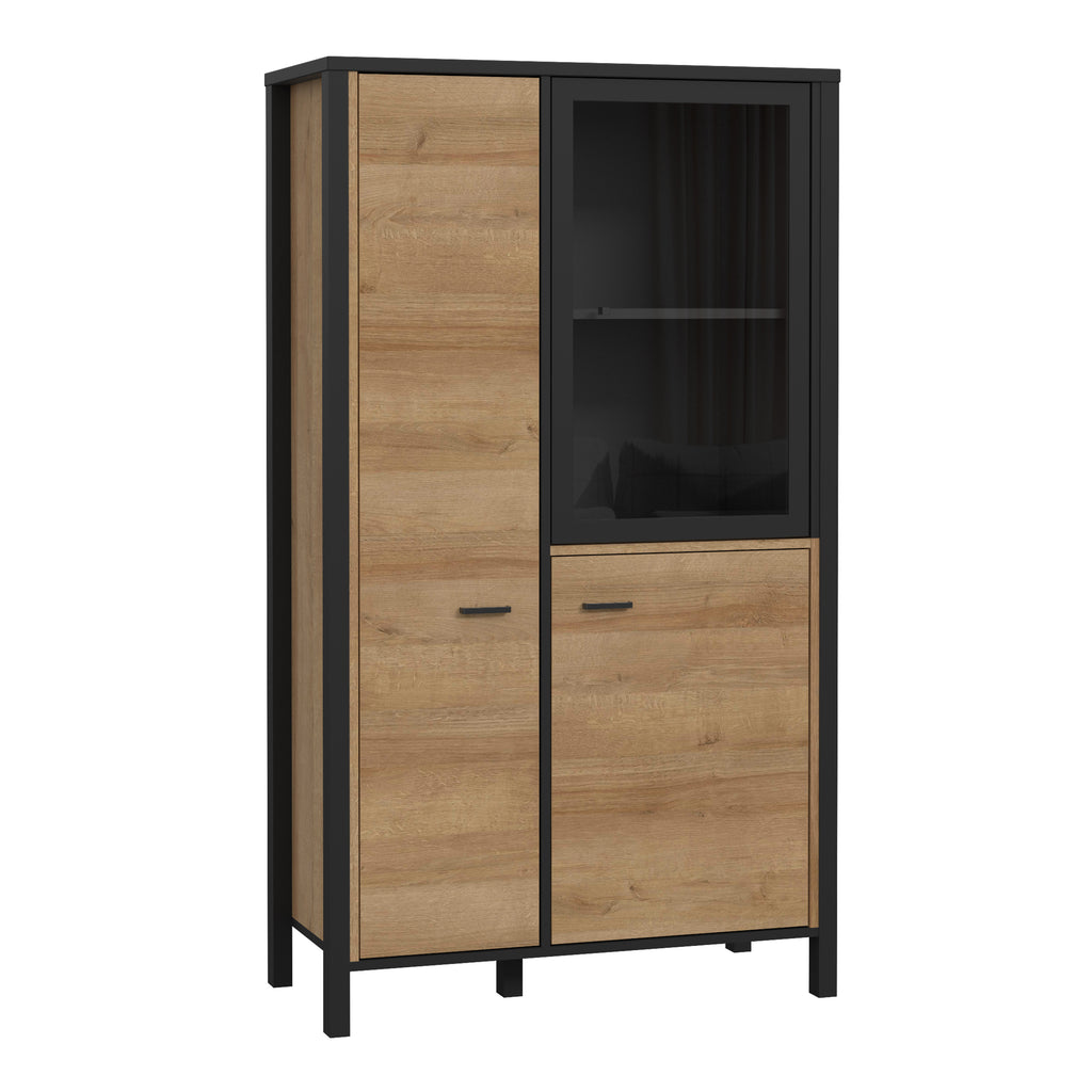 Hampton Small Display Cabinet in Matt Black/Riviera Oak
