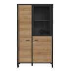 Hampton Small Display Cabinet in Matt Black/Riviera Oak