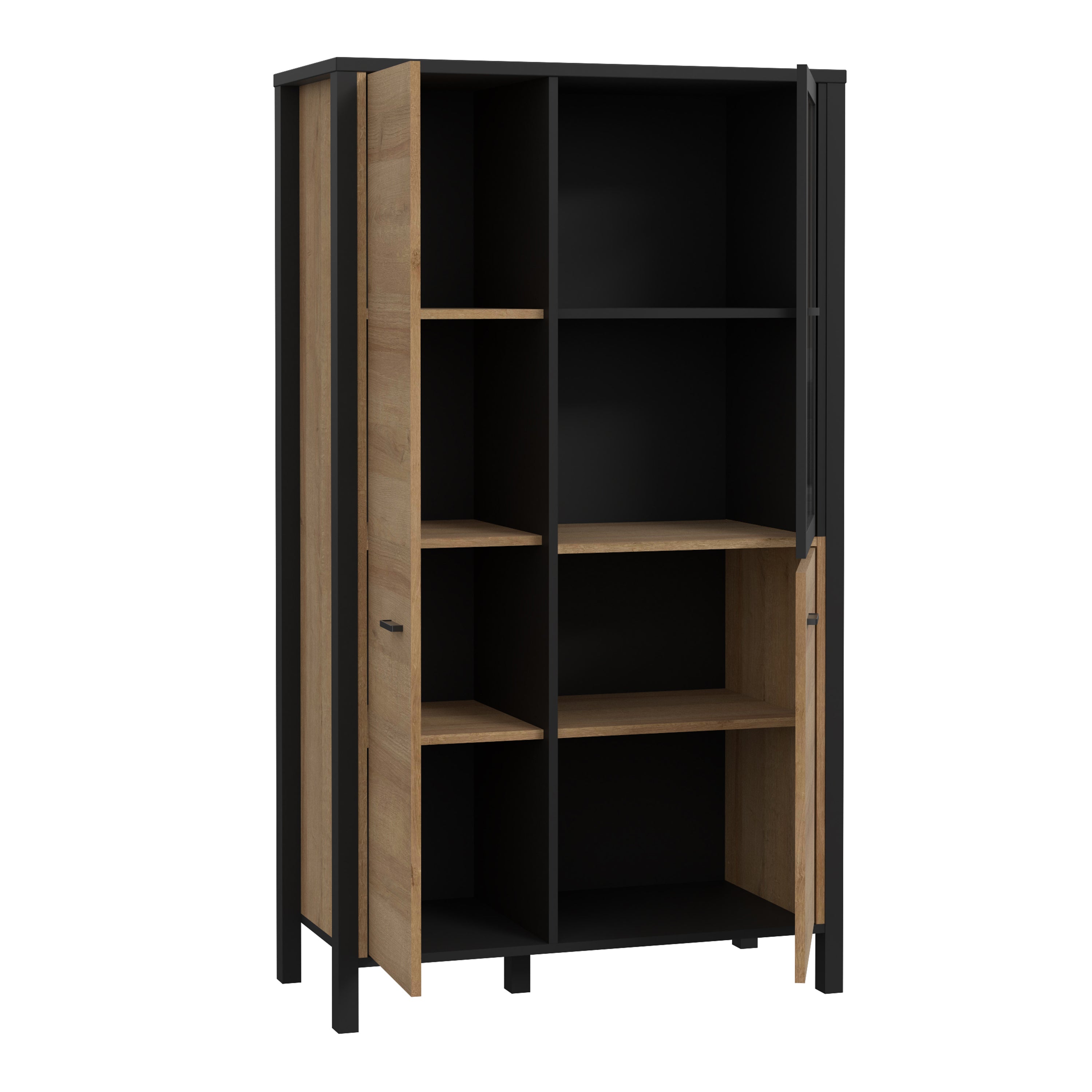 Hampton Small Display Cabinet in Matt Black/Riviera Oak