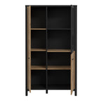 Hampton Small Display Cabinet in Matt Black/Riviera Oak