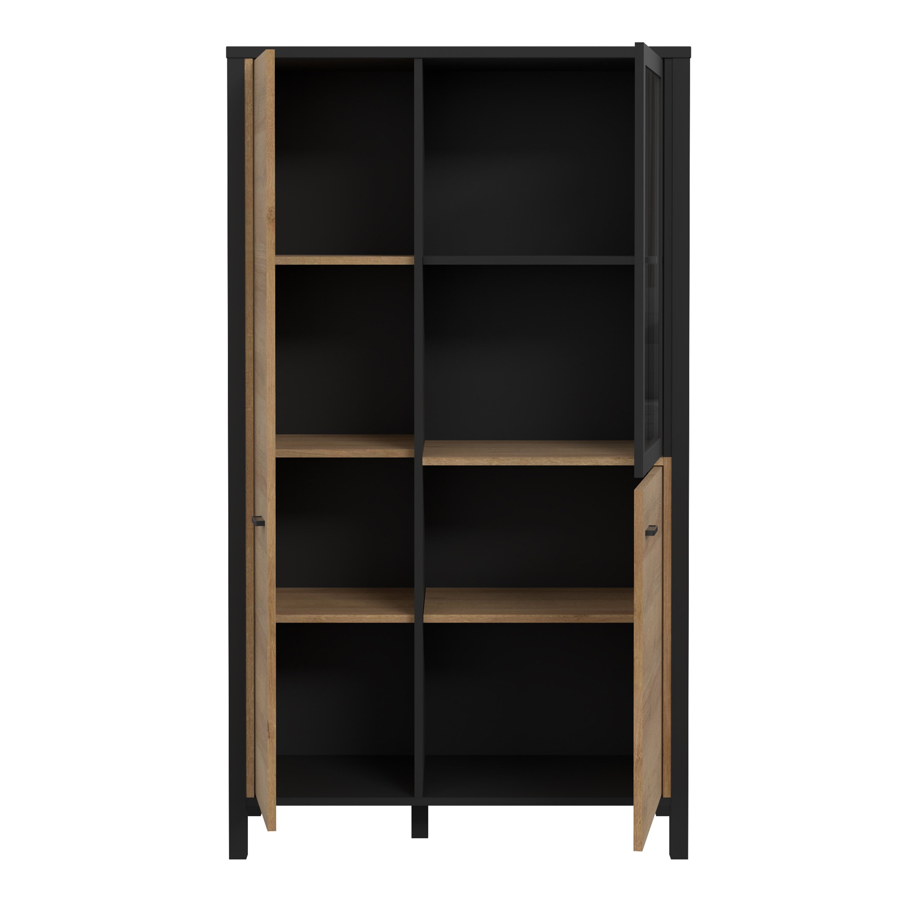 Hampton Small Display Cabinet in Matt Black/Riviera Oak