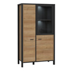 Hampton Small Display Cabinet in Matt Black/Riviera Oak