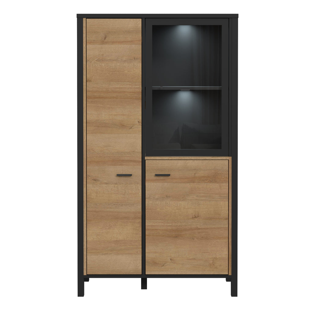 Hampton Small Display Cabinet in Matt Black/Riviera Oak