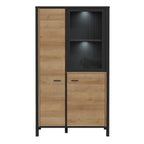 Hampton Small Display Cabinet in Matt Black/Riviera Oak