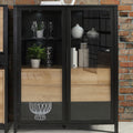 Hampton Extra Wide Display Cabinet in Matt Black/Riviera Oak