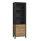 Hampton Wide Display Cabinet in Matt Black/Riviera Oak