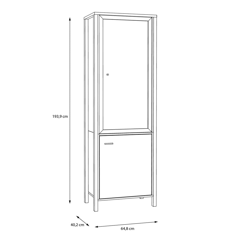 Hampton Wide Display Cabinet in Matt Black/Riviera Oak