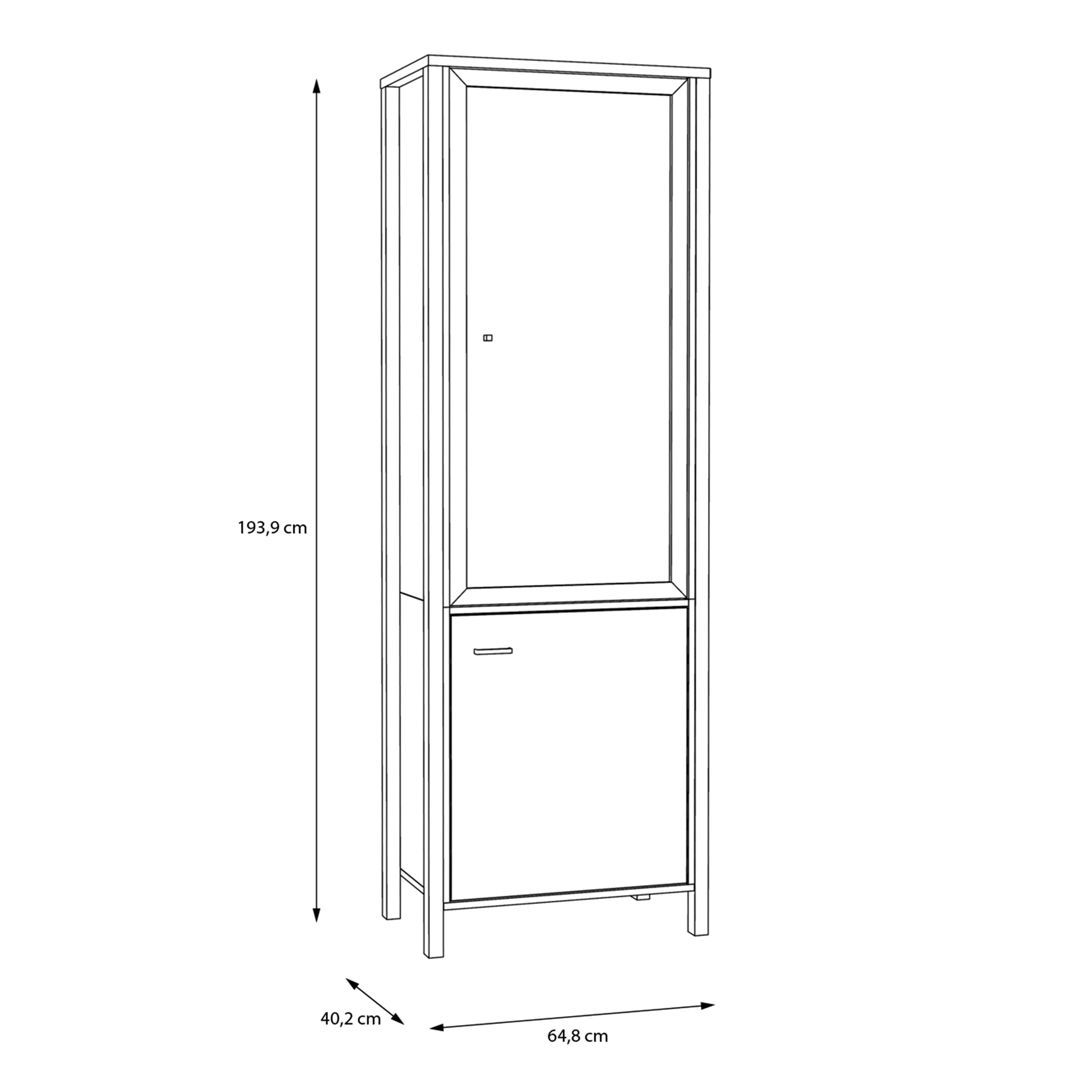 Hampton Wide Display Cabinet in Matt Black/Riviera Oak
