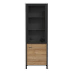 Hampton Wide Display Cabinet in Matt Black/Riviera Oak
