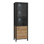 Hampton Wide Display Cabinet in Matt Black/Riviera Oak