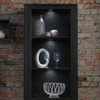 Hampton Wide Display Cabinet in Matt Black/Riviera Oak