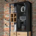 Hampton Display Cabinet in Matt Black/Riviera Oak