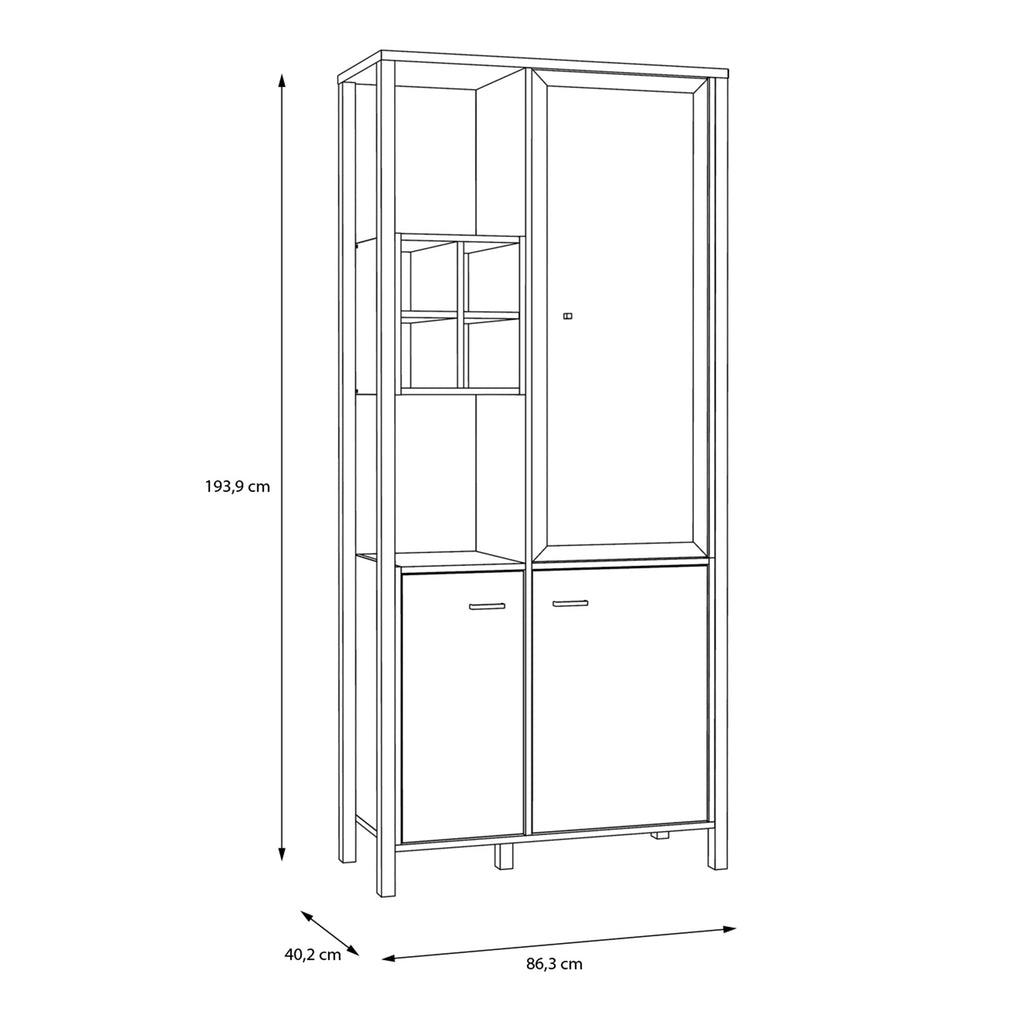 Hampton Display Cabinet in Matt Black/Riviera Oak