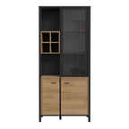 Hampton Display Cabinet in Matt Black/Riviera Oak