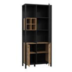 Hampton Display Cabinet in Matt Black/Riviera Oak