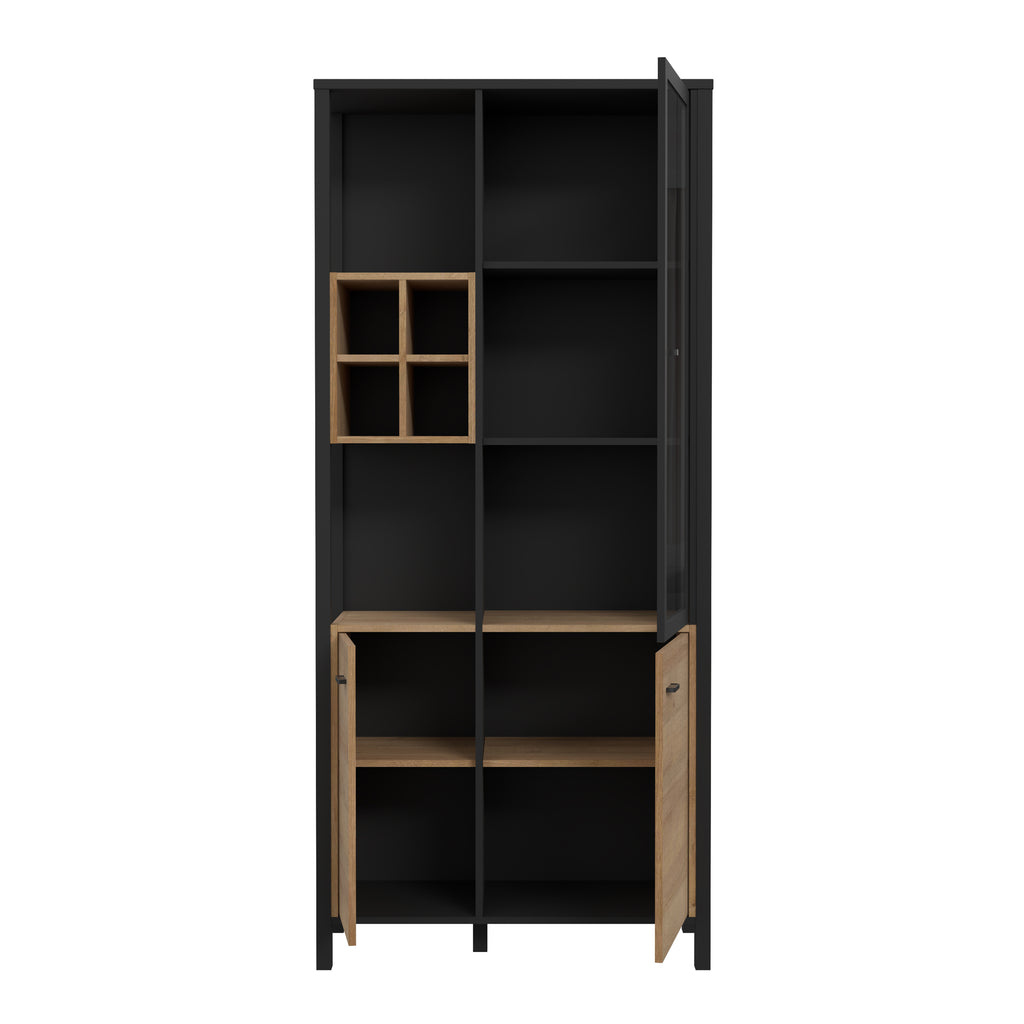 Hampton Display Cabinet in Matt Black/Riviera Oak