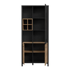 Hampton Display Cabinet in Matt Black/Riviera Oak