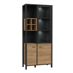 Hampton Display Cabinet in Matt Black/Riviera Oak