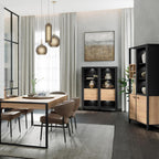 Hampton Display Cabinet in Matt Black/Riviera Oak