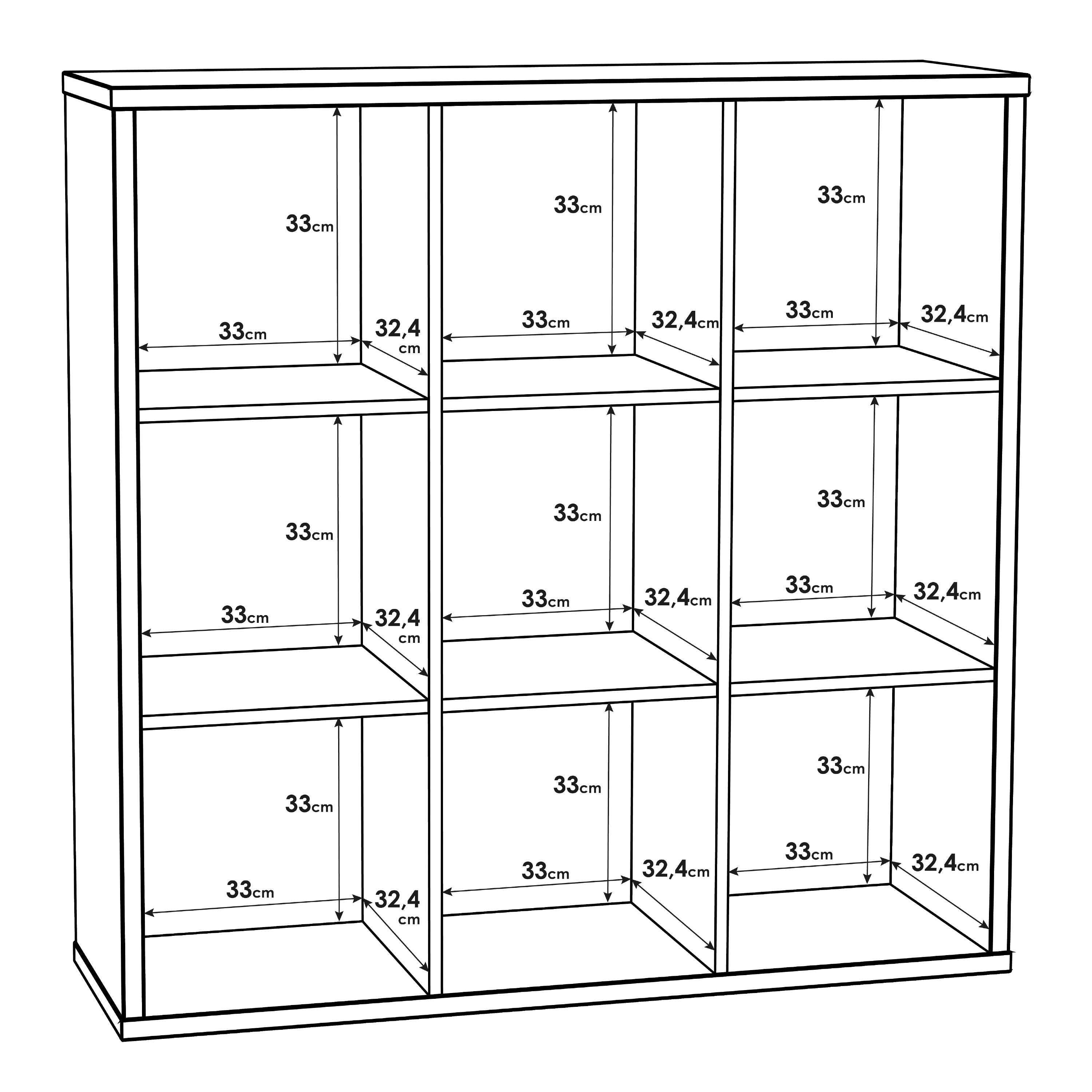 Maurice 3x3 Storage Unit in Matt White