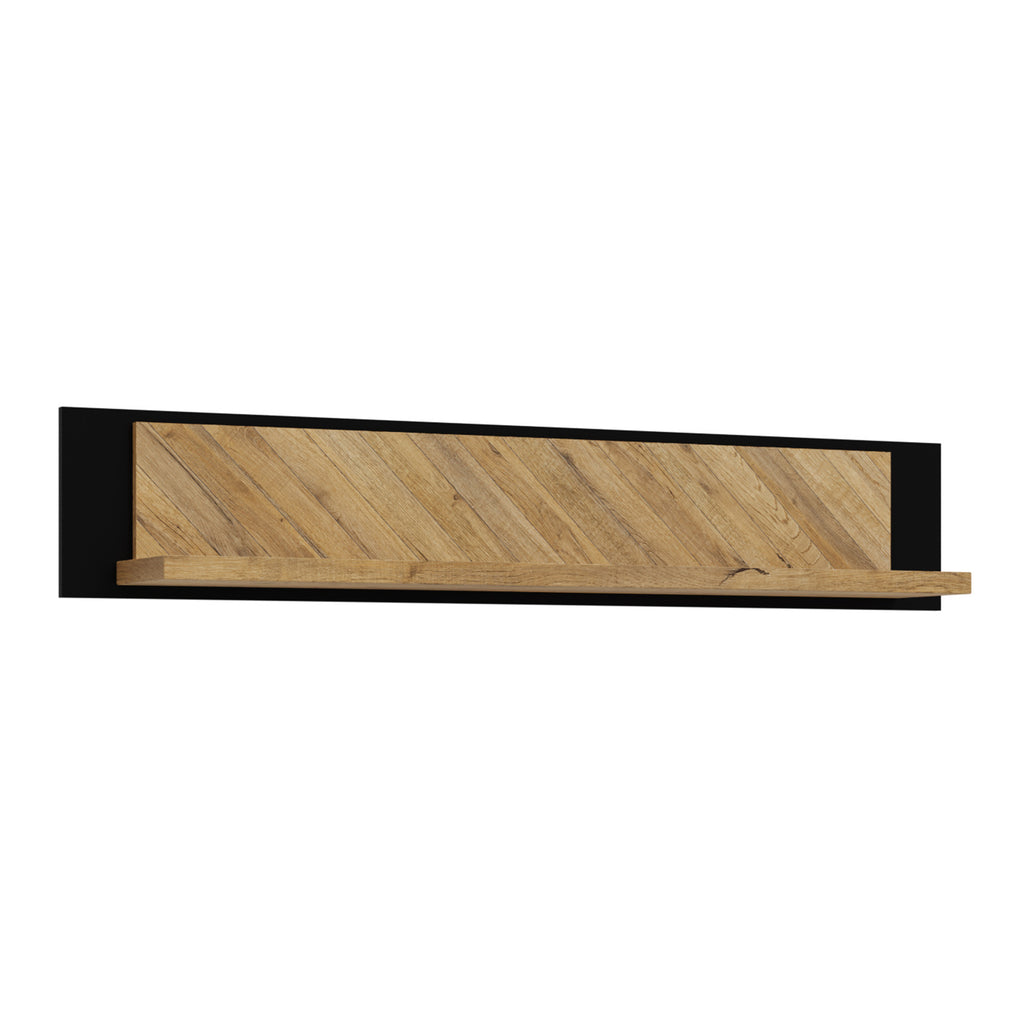Nico Wall Shelf 140cm in Spica Oak/Matt Black/Bartex Oak