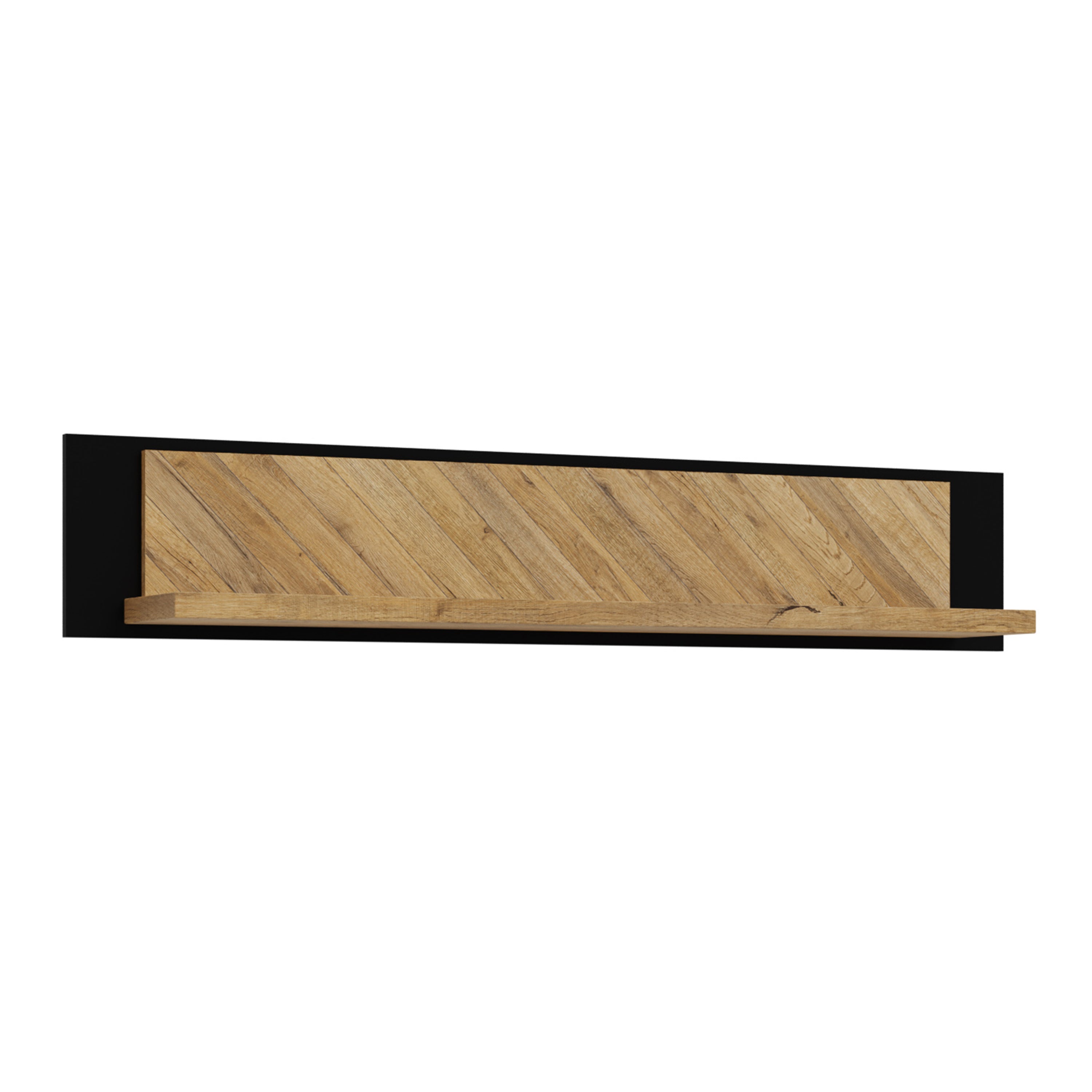 Nico Wall Shelf 140cm in Spica Oak/Matt Black/Bartex Oak