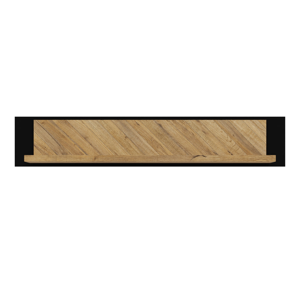 Nico Wall Shelf 140cm in Spica Oak/Matt Black/Bartex Oak
