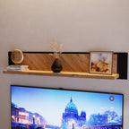 Nico Wall Shelf 140cm in Spica Oak/Matt Black/Bartex Oak