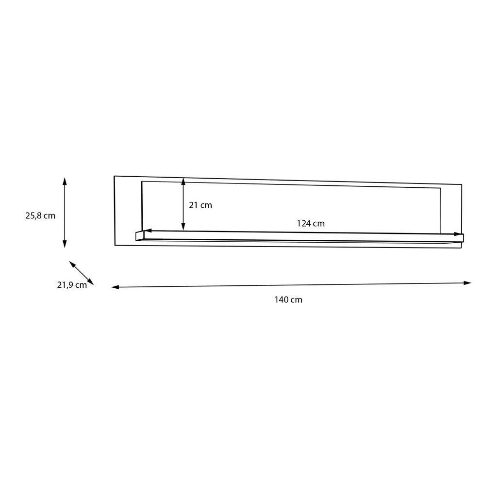 Nico Wall Shelf 140cm in Spica Oak/Matt Black/Bartex Oak