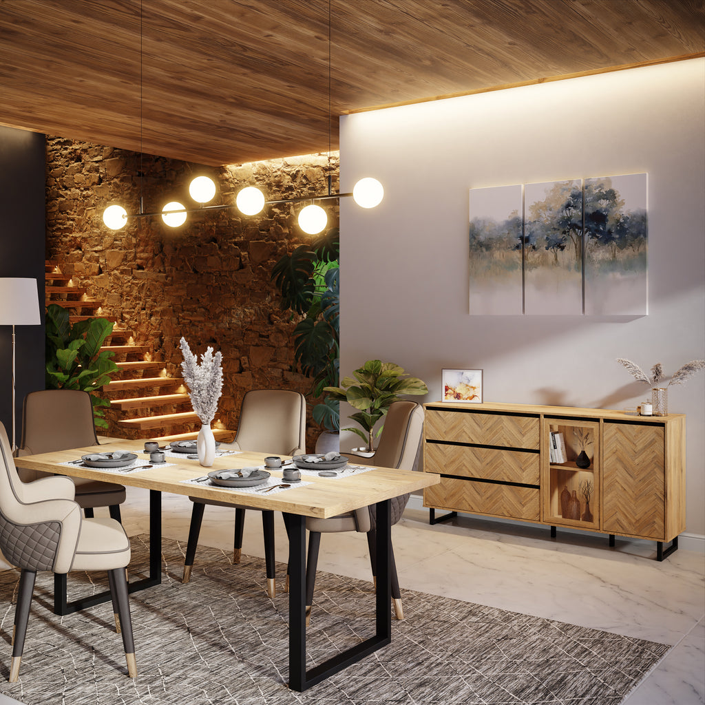 Nico Sideboard in Spica Oak/Matt Black/Bartex Oak