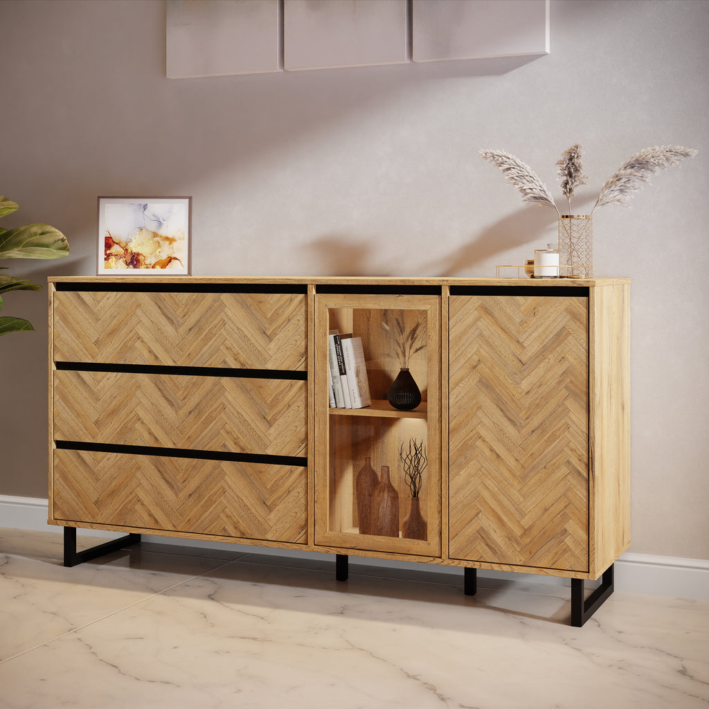 Nico Sideboard in Spica Oak/Matt Black/Bartex Oak