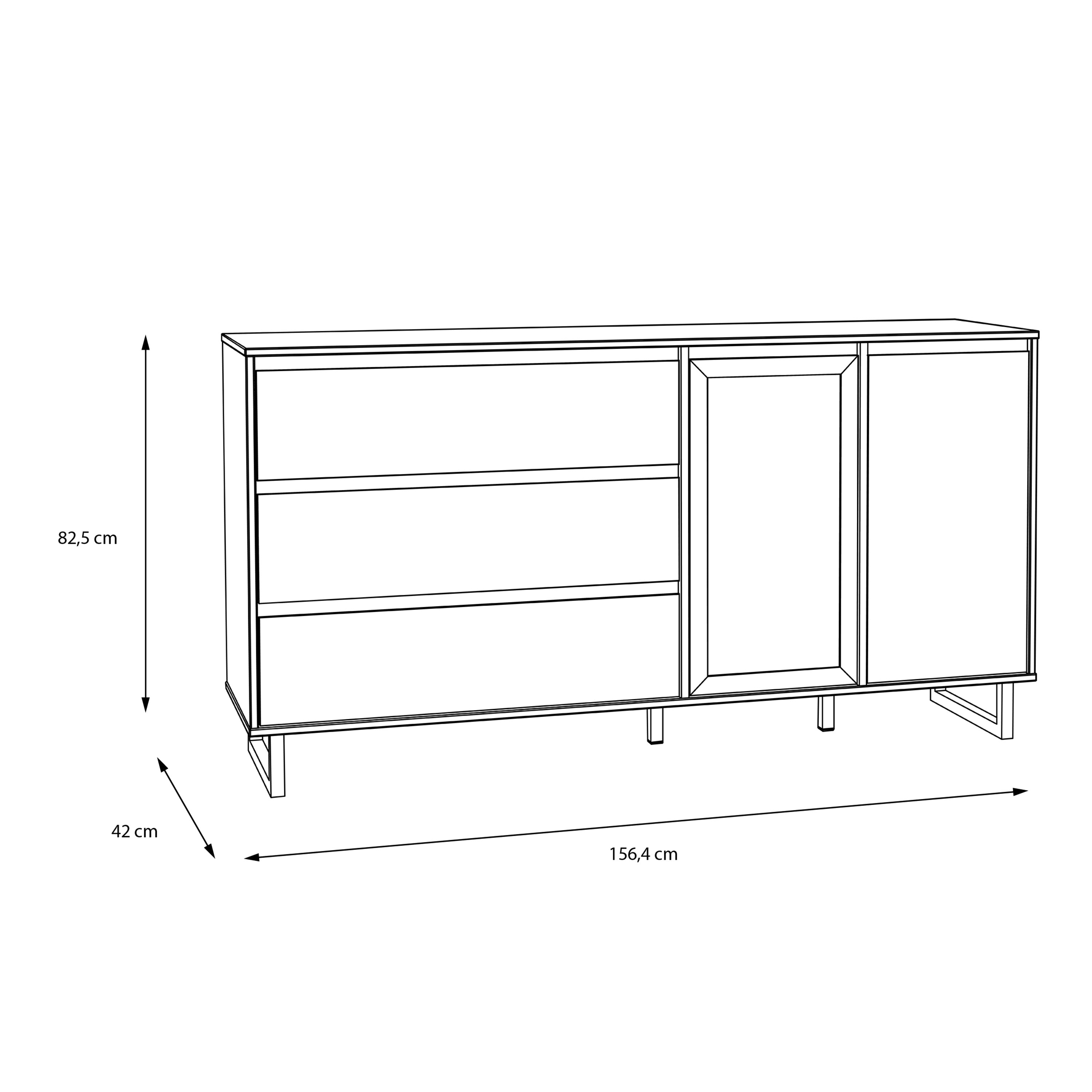 Nico Sideboard in Spica Oak/Matt Black/Bartex Oak