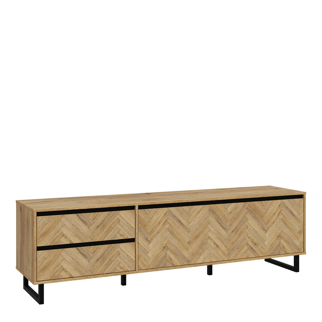 Nico TV Unit  in Spica Oak/Matt Black/Bartex Oak