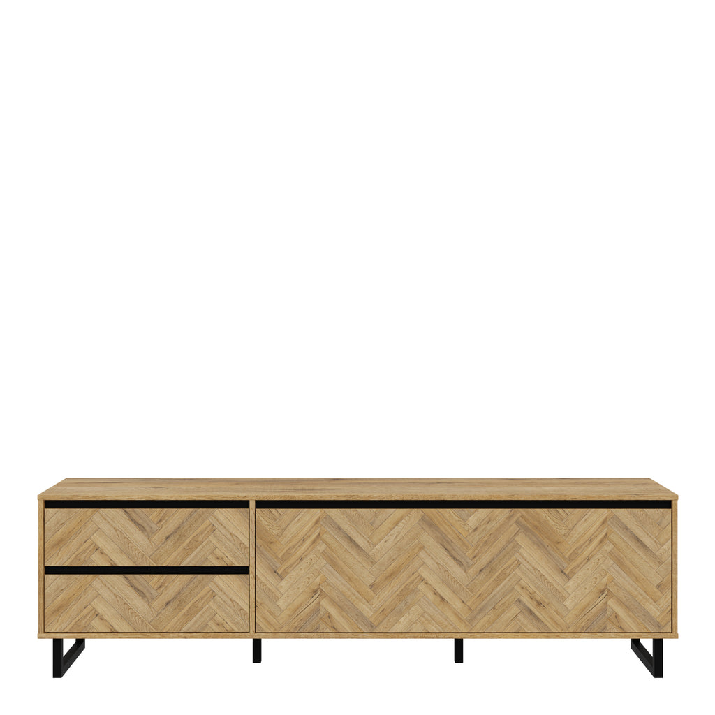 Nico TV Unit  in Spica Oak/Matt Black/Bartex Oak