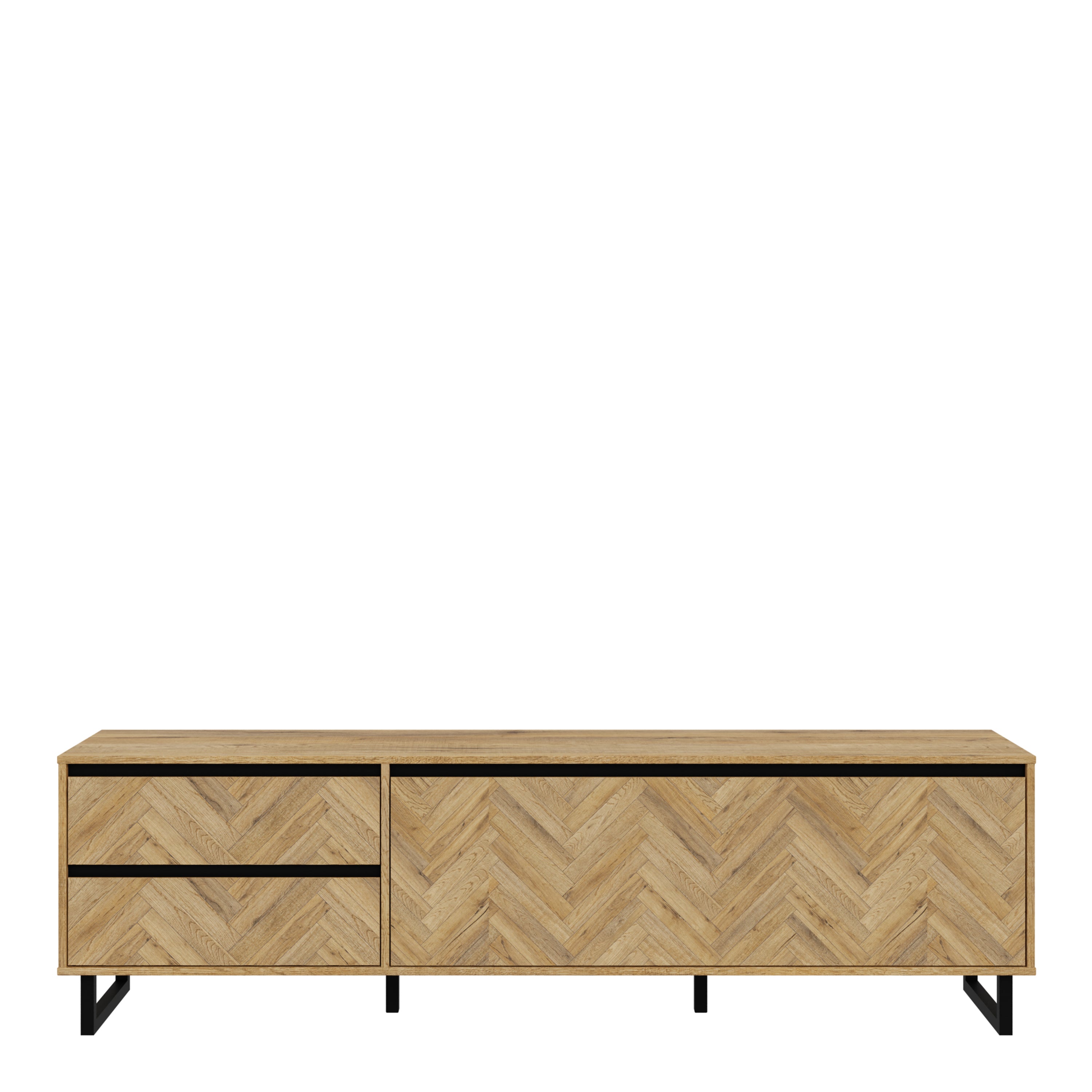 Nico TV Unit  in Spica Oak/Matt Black/Bartex Oak