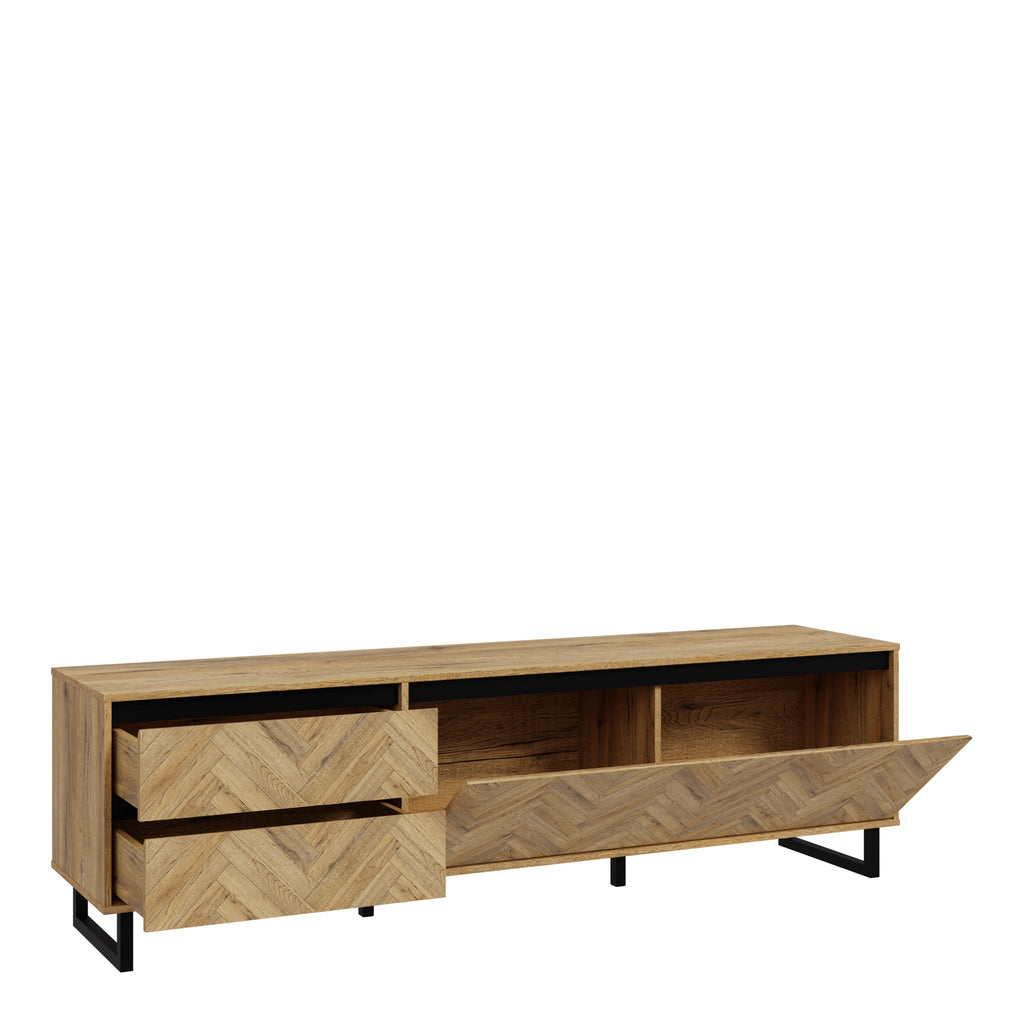 Nico TV Unit  in Spica Oak/Matt Black/Bartex Oak