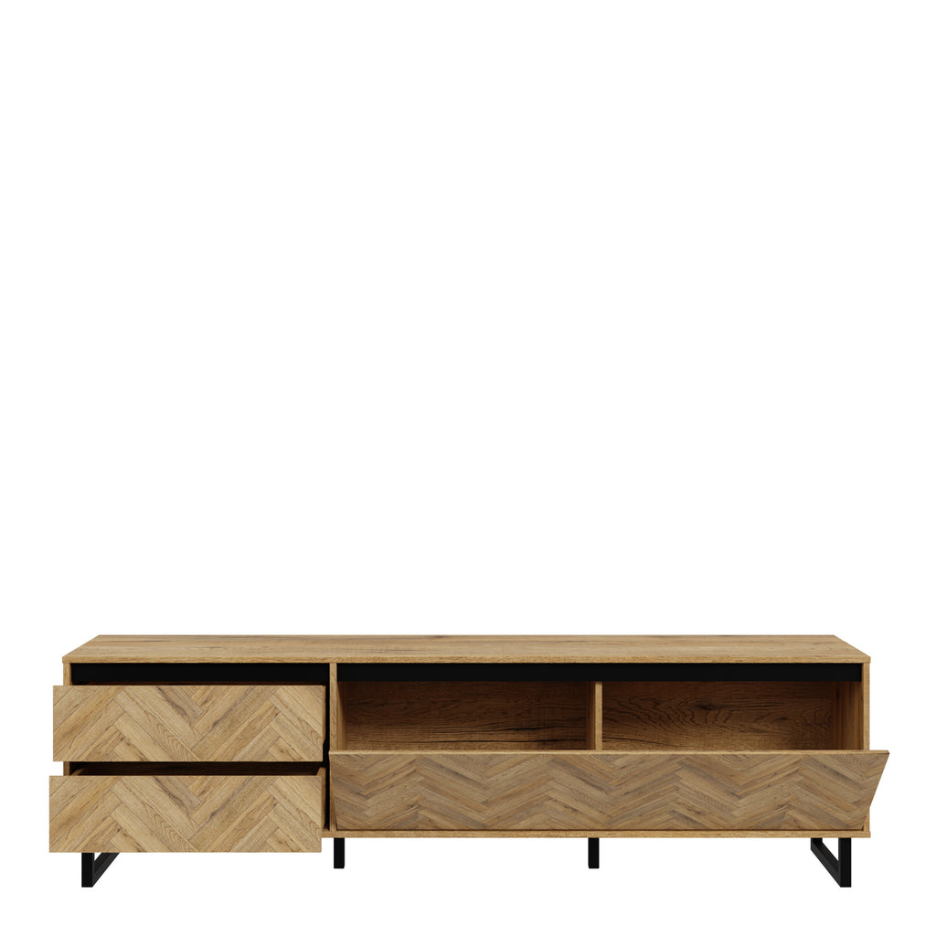 Nico TV Unit  in Spica Oak/Matt Black/Bartex Oak