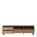 Nico TV Unit  in Spica Oak/Matt Black/Bartex Oak