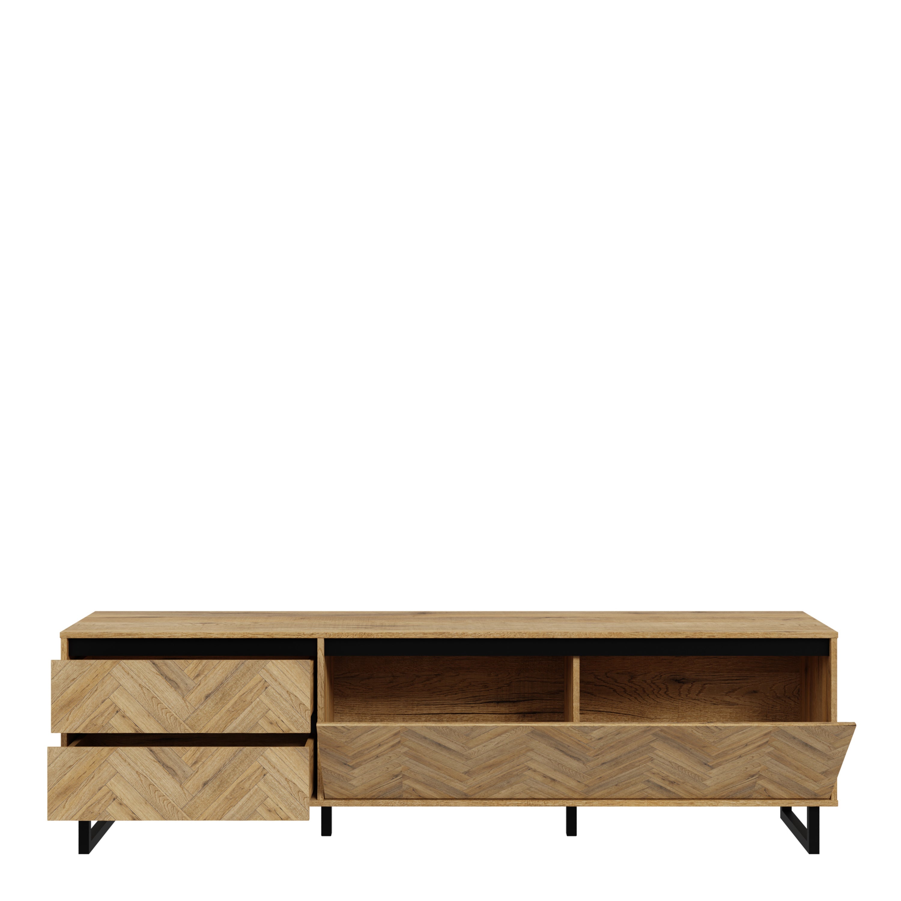 Nico TV Unit  in Spica Oak/Matt Black/Bartex Oak