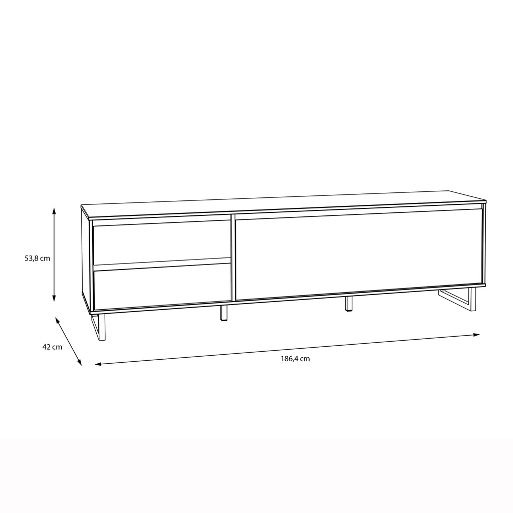 Nico TV Unit  in Spica Oak/Matt Black/Bartex Oak