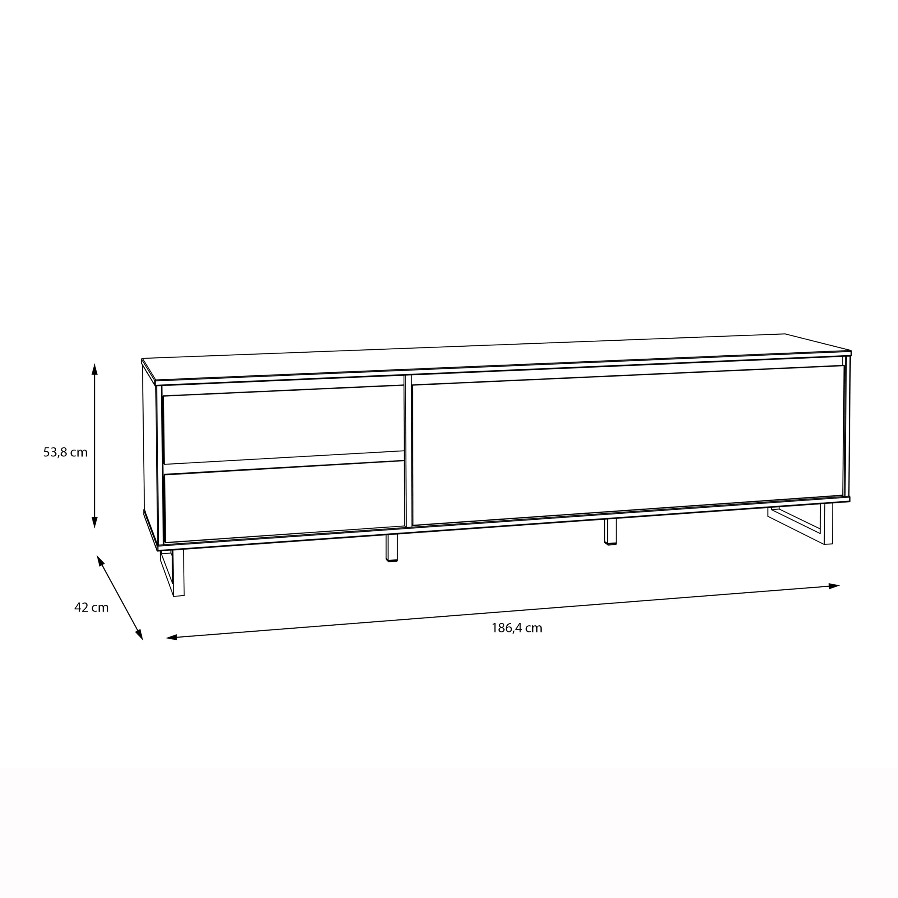 Nico TV Unit  in Spica Oak/Matt Black/Bartex Oak