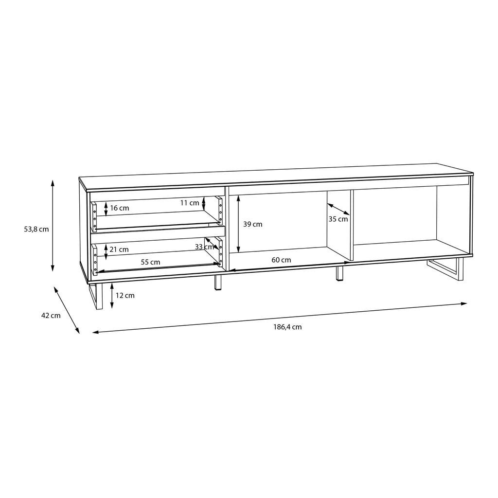Nico TV Unit  in Spica Oak/Matt Black/Bartex Oak
