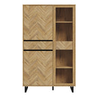 Nico Display Cabinet in Spica Oak/Matt Black/Bartex Oak