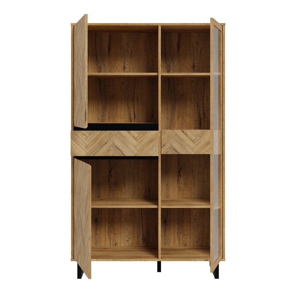 Nico Display Cabinet in Spica Oak/Matt Black/Bartex Oak