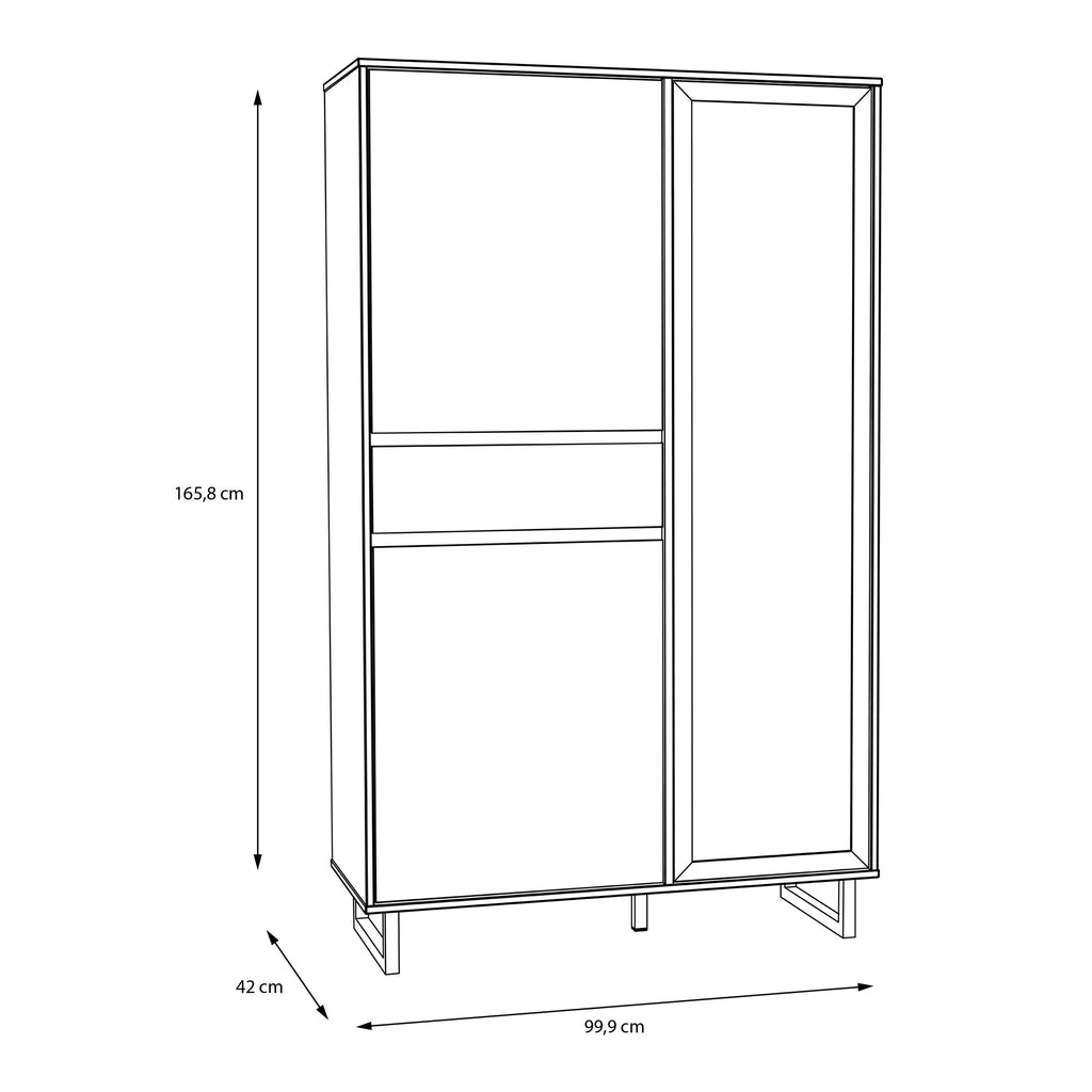 Nico Display Cabinet in Spica Oak/Matt Black/Bartex Oak